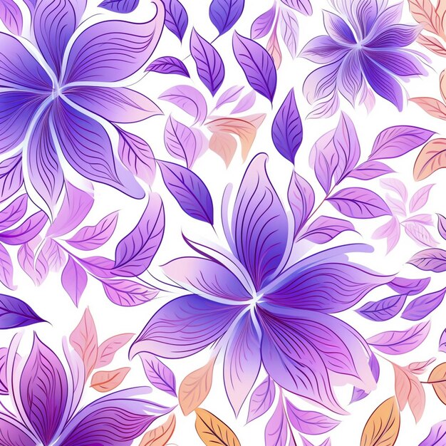 Foto fondo floral transparente con flores de color púrpura y hojas ai generativa