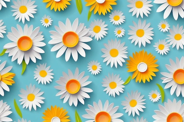 Fondo floral de verano con flores de margarita de papel Ilustración vectorial