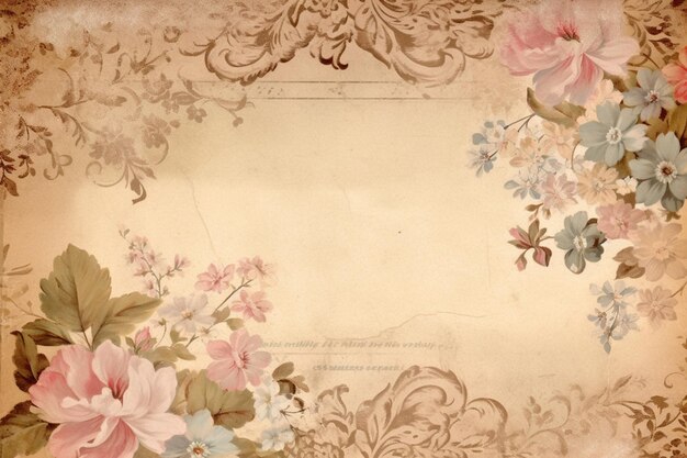 Fondo floral vintage con un borde floral