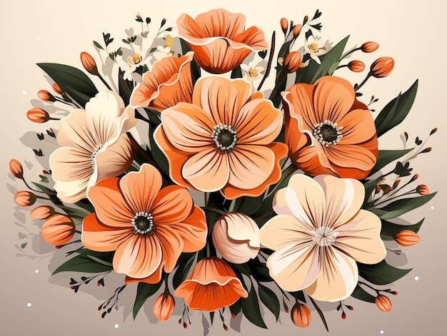 Fondo floral vintage con flores y hojas de colores Ilustración vectorial