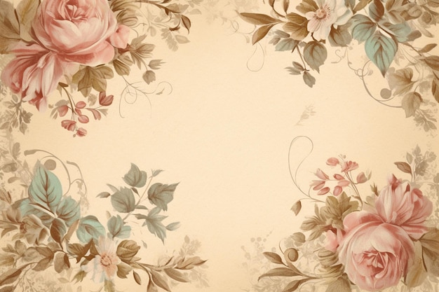 Fondo floral vintage con un marco para texto