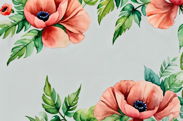 Fondo de flores de amapola estilo acuarela para fondo de pantalla de texto