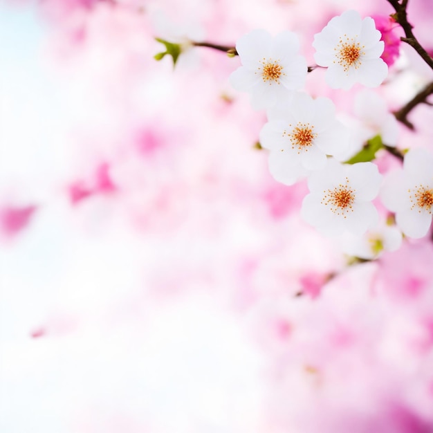 El fondo de las flores de cerezo con medio borrón.