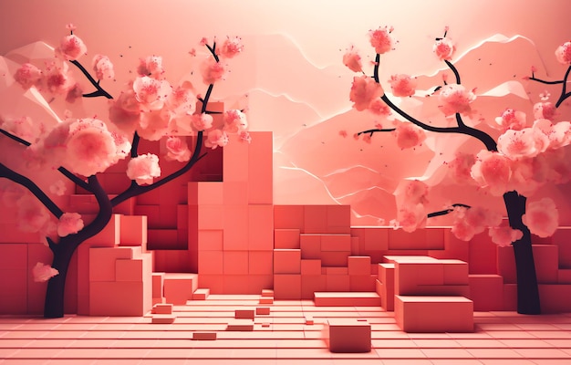 Un fondo con flores de cerezo