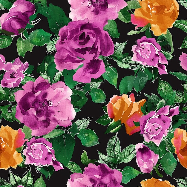 un fondo de flores coloridas con una flor púrpura y rosa