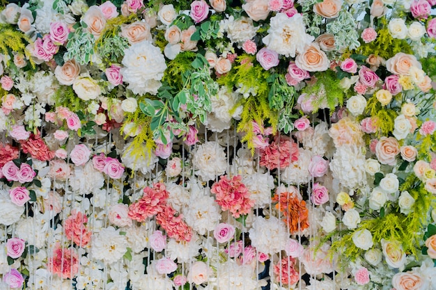 Fondo de flores, decoración de la boda de fondo, patrón de rosa