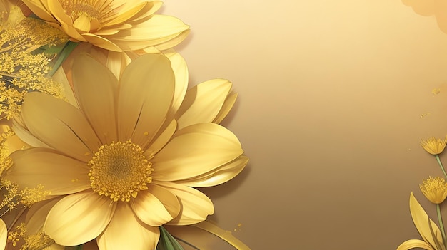 Fondo de flores doradas premium con espacio de texto