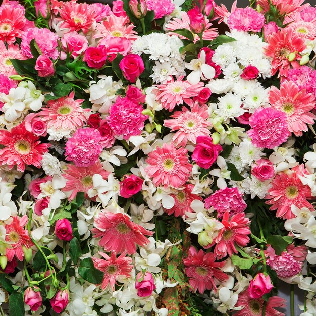 Fondo de flores hermosas para la escena de la boda