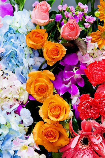 Fondo de flores hermosas para la escena de la boda