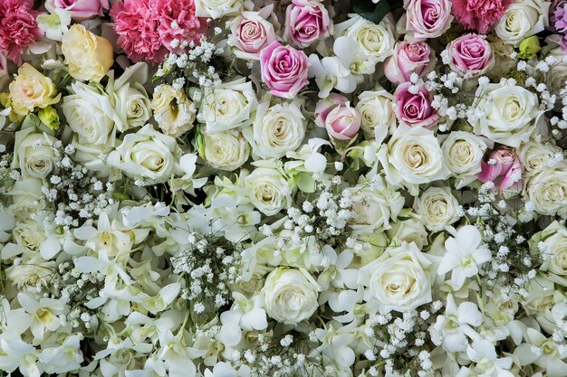 Fondo de flores hermosas para la escena de la boda