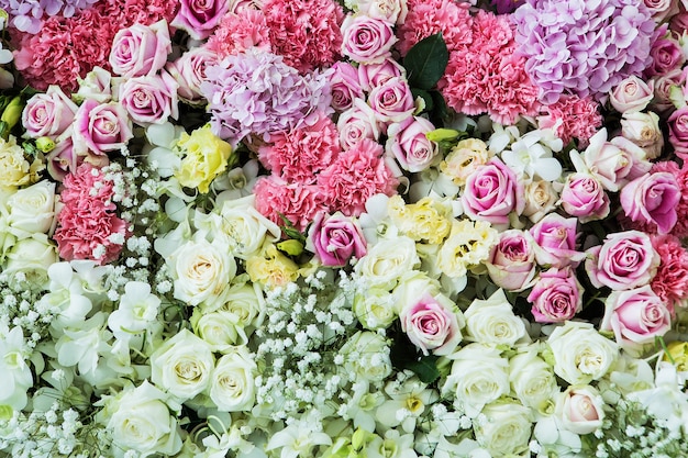 Fondo de flores hermosas para la escena de la boda