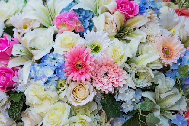 Fondo de flores hermosas para la escena de la boda