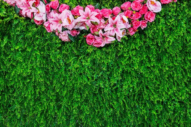 Fondo de flores hermosas para la escena de la boda