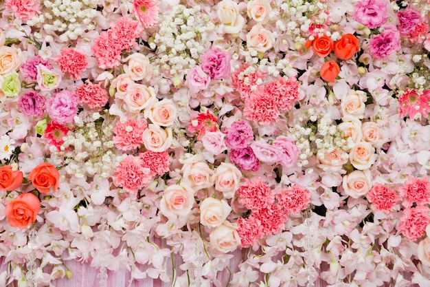 Fondo de flores hermosas para la escena de la boda