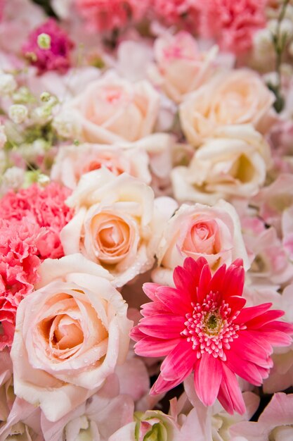 Fondo de flores hermosas para la escena de la boda