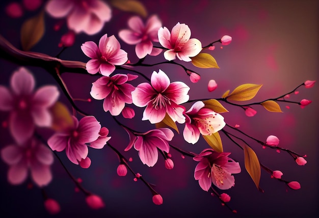 Fondo de flores con increíble primavera sakura Flores de cerezas Generativo ai