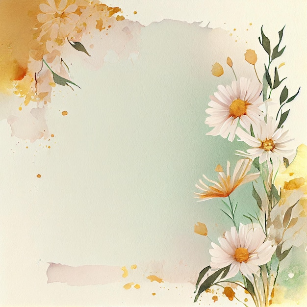 Fondo de flores de margarita acuarela hermosa ilustración floral AI generativa