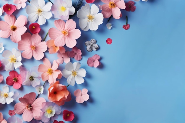 Un fondo de flores de primavera con espacio para el texto 8 de marzo primavera