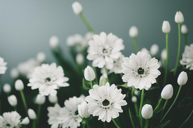 Fondo de flores de primer plano blanco suave hermoso