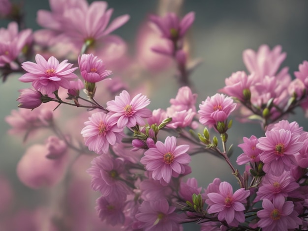 Fondo de flores rosadas con estilo suave y marco