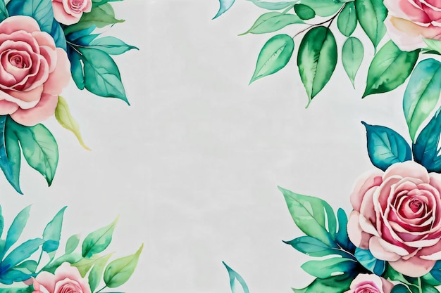 Fondo de flores rosas estilo acuarela para fondo de pantalla de texto