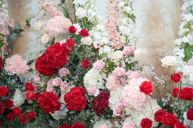 fondo de flores telón de fondo decoración de boda patrón de rosas fondo colorido ramo de flores