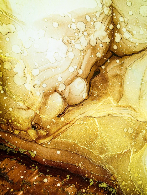 Fondo fluido de color brillante abstracto pintura de alcohol dibujada a mano con rayas doradas textura de técnica de tinta líquida para diseño de fondo de alta resolución