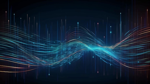 Fondo de flujo de datos electrónicos con vectores Líneas tecnológicas IA generativa