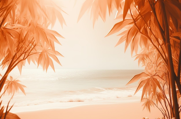 Fondo de follaje etéreo de playa tropical