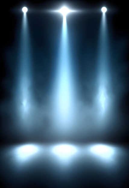 Fondo de fondo con iluminación de focos azules para volantes carteles y pancartas