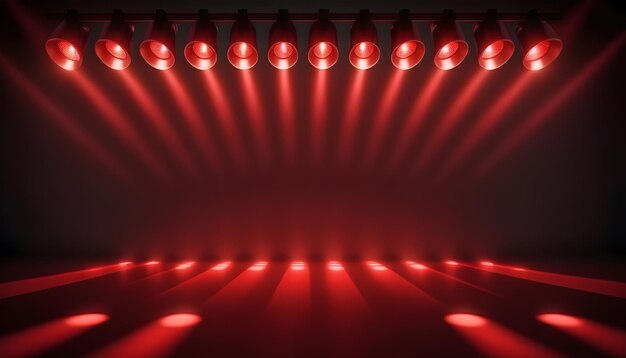 Fondo de fondo con iluminación de focos rojos para volantes carteles y pancartas