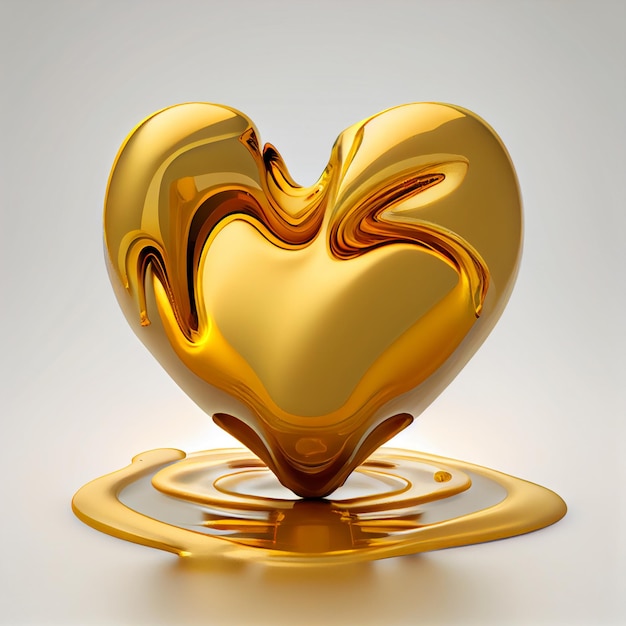 Fondo de forma de corazón abstracto dorado fluido corazón icono símbolo amor San Valentín fondo de pantalla