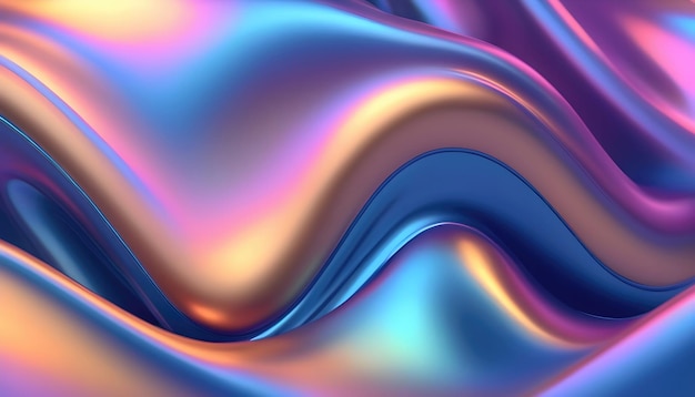 Fondo de forma metálica holográfica de color abstracto y liso fluido