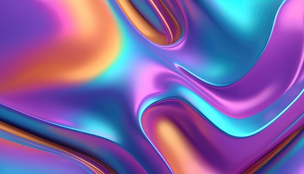 Fondo de forma metálica holográfica de color abstracto y liso fluido