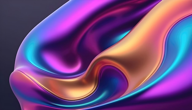 Fondo de forma metálica holográfica de color abstracto y liso fluido