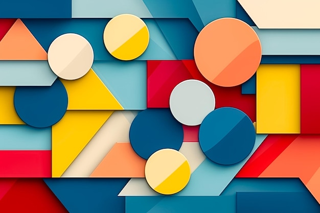 Fondo de formas de color rojo y amarillo azul geométrico abstracto generado por Ai