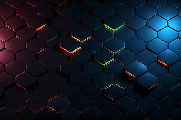 Fondo con formas y colores hexagonales.