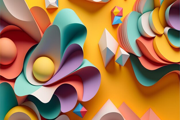 Fondo Formas de papel psicodélico con espacio de copia Recurso gráfico hecho con IA generativa