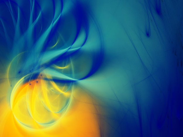 fondo fractal abstracto azul y amarillo ilustración de renderización en 3D