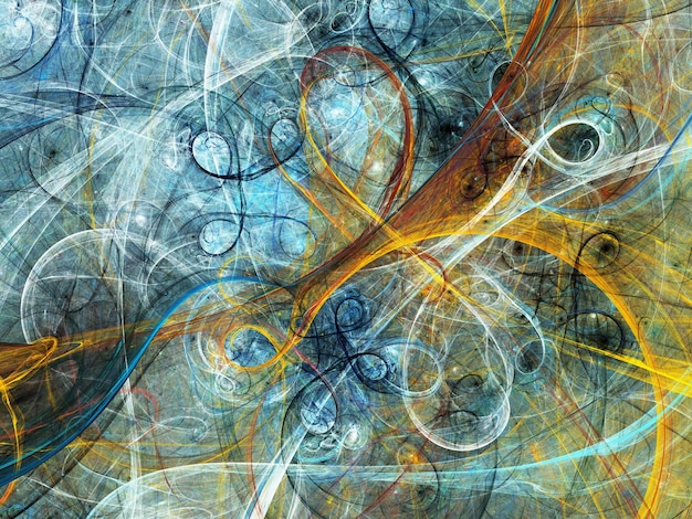 Foto fondo fractal abstracto azul y amarillo ilustración de renderización en 3d