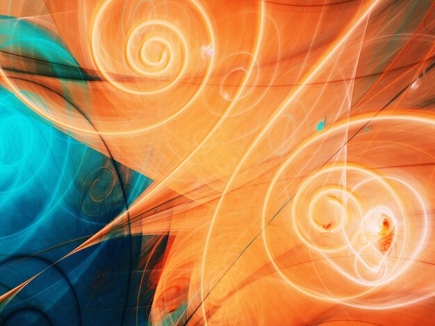 fondo fractal abstracto azul y naranja ilustración de renderización en 3D