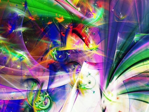 fondo fractal abstracto púrpura y verde ilustración de renderización en 3D
