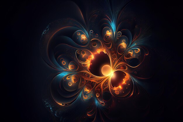 Foto fondo fractal de partículas flor abstracta generativo ai