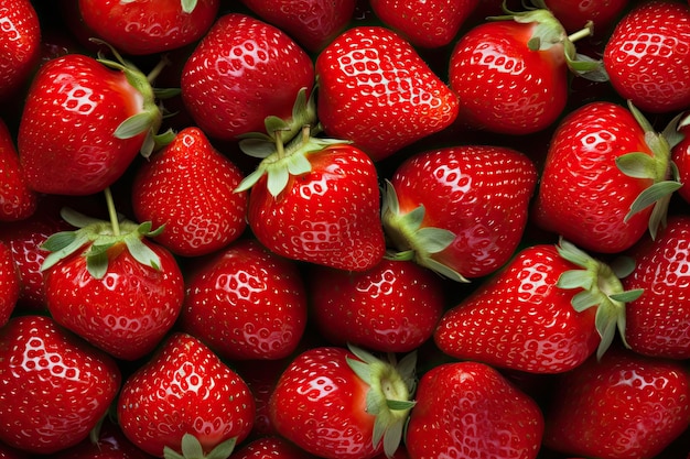 Fondo de fresa roja cruda y madura con muchas frutas y bayas dulces Fotografía de alimentos