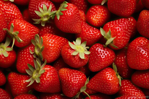 Fondo de fresas rojas maduras Baya de fruta dulce en forma cruda perfecta como presentación de comida