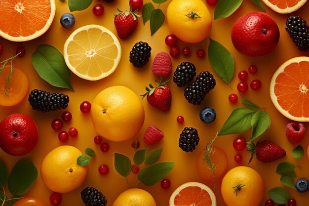 Fondo de fruta fresca vista superior Orgánico saludable Generar Ai