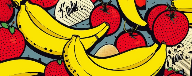 Fondo de frutas planas en estilo pop art