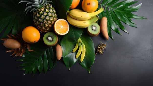 Fondo de frutas tropicales Ilustración AI GenerativexA