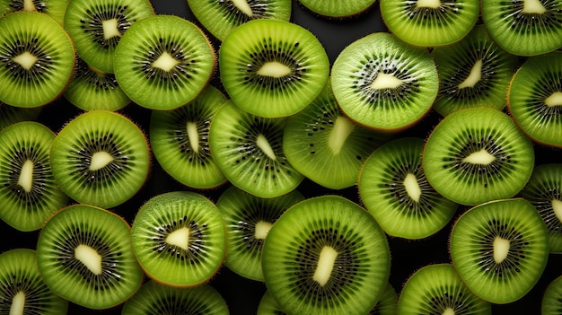 Fondo de frutas tropicales de rodajas de kiwi