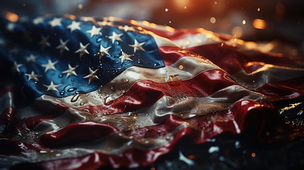 Fondo de fuegos artificiales de celebración de la bandera de EE. UU. Ai generativo